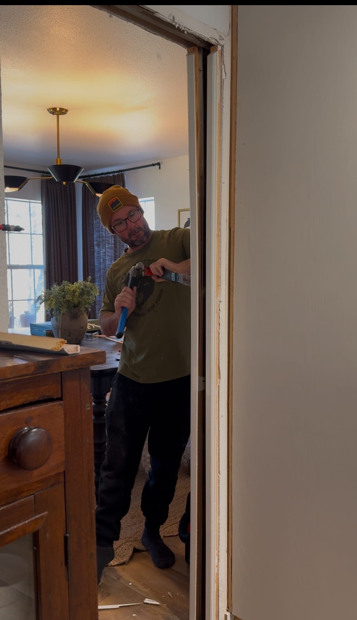 How to DIY a Faux Beam Doorway