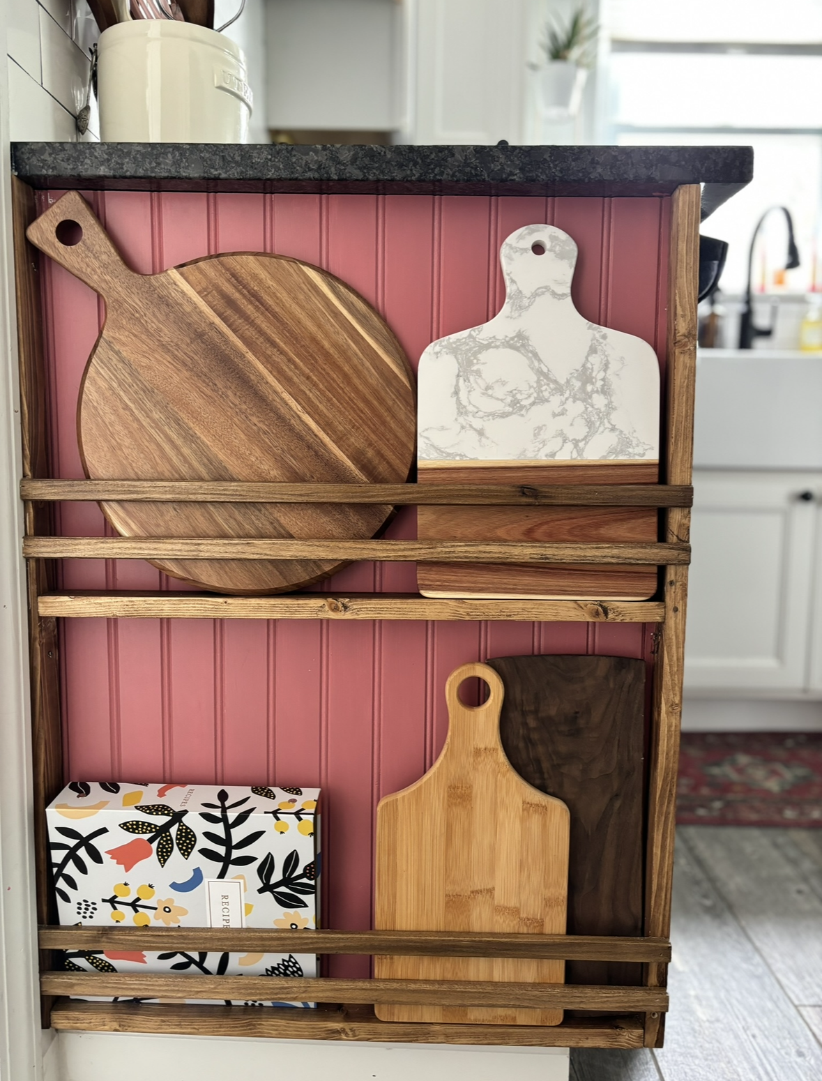 DIY Side Cabinet Cutting Board Display Shelf